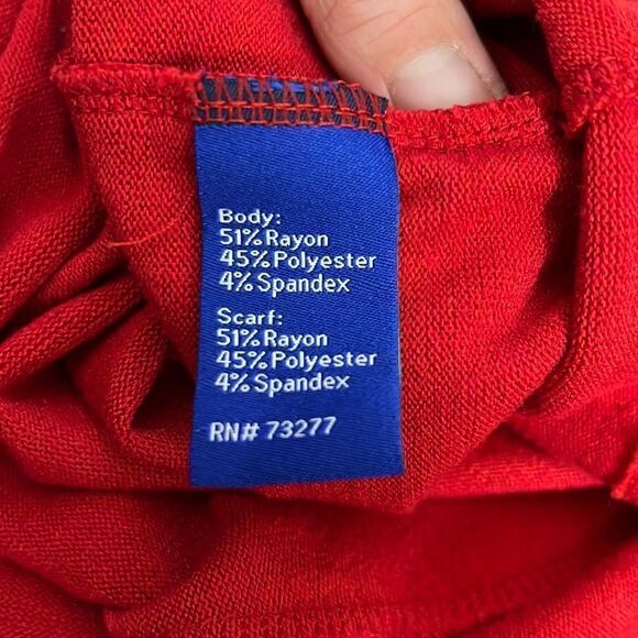 Apt.9 Women Scoop Neck Red Long Sleeve Loose Long Dress Size M - Picture 6 of 7